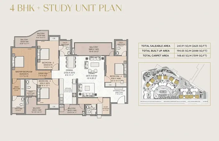 4 BHK + Study